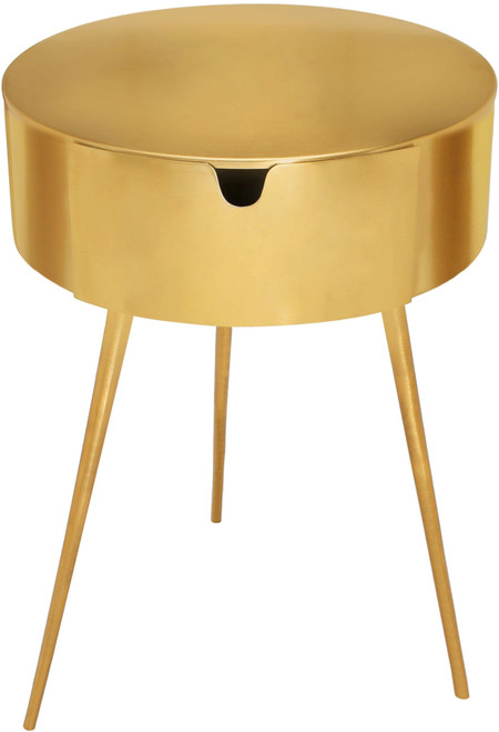 Durable Metal Side Table/Nightstand, 16" W x 16" D x 23" H, Gold