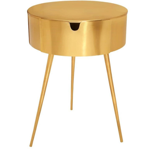 Durable Metal Side Table/Nightstand, 16" W x 16" D x 23" H, Gold