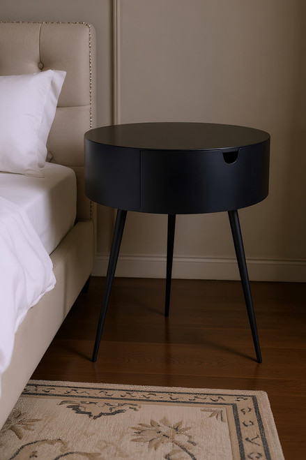 Durable Metal Side Table/Nightstand, 16" W x 16" D x 23" H, Navy