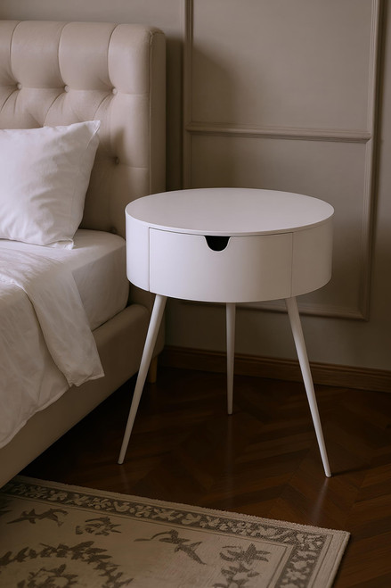 Durable Metal Side Table/Nightstand, 16" W x 16" D x 23" H, White