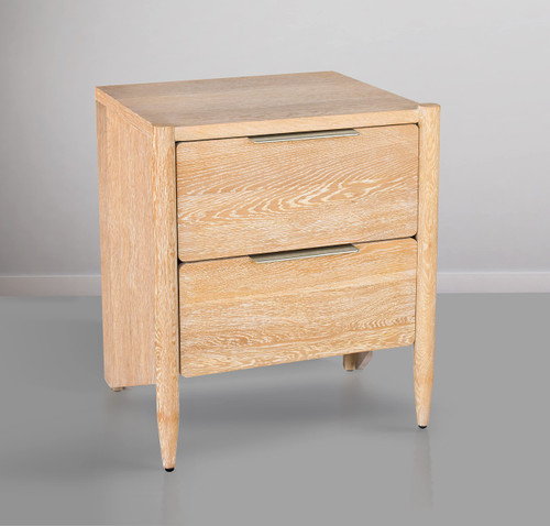 Mid Century Modern Nightstand, White Oak, 22" W x 18" D x 25" H