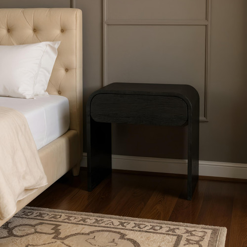 Mid-Century Modern Nightstand, Black Oak, 24" W x 18" D x 23" H