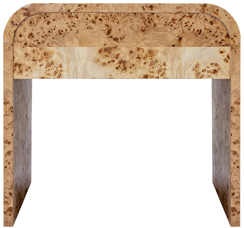 Mid-Century Modern Nightstand, Natural Burl Wood, 24" W x 18" D x 23" H