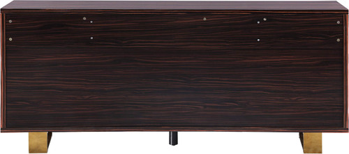 357 Excel Collection Modern | Contemporary Wood Frame Sideboard/Buffet Table with Durable Stainless Steel Base, Brown Zebra Wood Lacquer, Gold Finish, 72" W x 18" D x 31" H