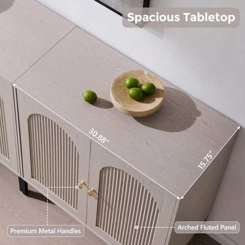 34"Tall Modern Arch Sideboard Buffet Cabinet with Storage, Light Grey
