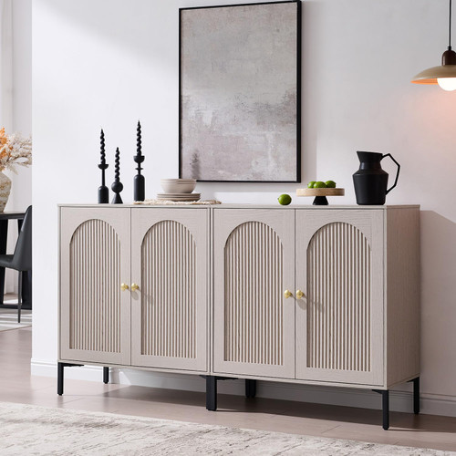 61.75"W Modern Arch Sideboard Buffet Cabinet with Storage, Light Grey