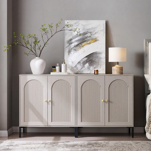 61.75"W Modern Arch Sideboard Buffet Cabinet with Storage, Light Grey