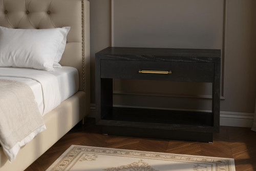 Nightstand, Black Finish, 32" W x 18" D x 21" H