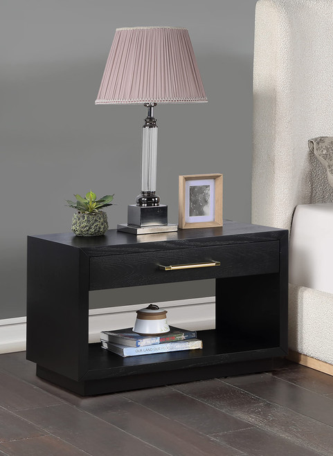 Nightstand, Black Finish, 32" W x 18" D x 21" H
