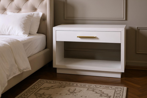 Nightstand, White Finish, 32" W x 18" D x 21" H