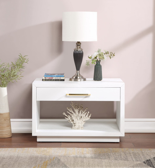 Nightstand, White Finish, 32" W x 18" D x 21" H