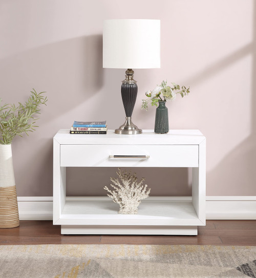 Nightstand, White Finish, 32" W x 18" D x 21" H