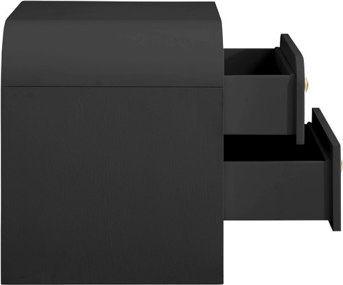 Rich Wood Veneer Nightstand with Complete Sets of Gold and Chrome Handles Included, Black, 26" W x 18.5" D x 22" H