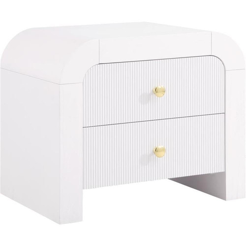 Rich Wood Veneer Nightstand with Complete Sets of Gold and Chrome Handles Included, White, 26" W x 18.5" D x 22" H