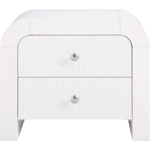 Rich Wood Veneer Nightstand with Complete Sets of Gold and Chrome Handles Included, White, 26" W x 18.5" D x 22" H