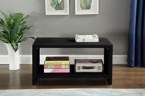 Velvet Upholstered Nightstand, Black, 31.5" W x 16.5" D x 16.5" H