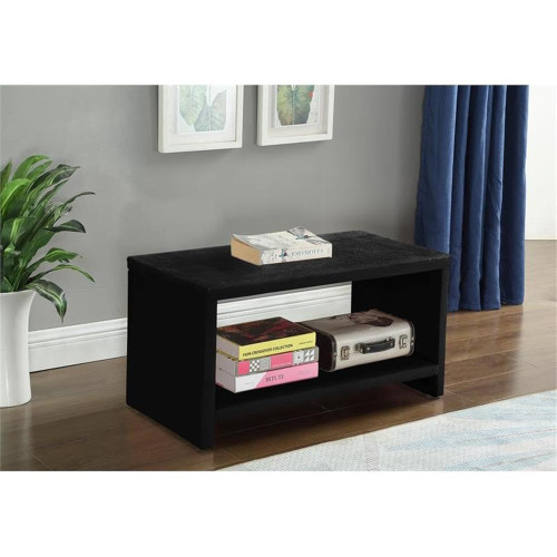 Velvet Upholstered Nightstand, Black, 31.5" W x 16.5" D x 16.5" H