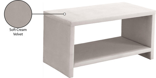 Velvet Upholstered Nightstand, Cream, 31.5" W x 16.5" D x 16.5" H