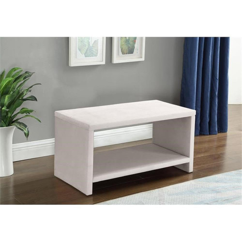 Velvet Upholstered Nightstand, Cream, 31.5" W x 16.5" D x 16.5" H