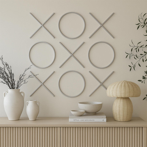 Stainless Steel Wall Decor, Chrome, 66.75" W x .75" D x 66.75" H