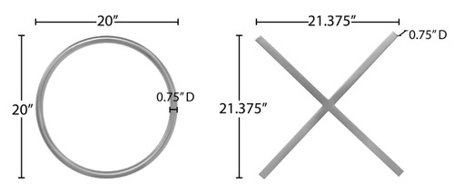 Stainless Steel Wall Decor, Chrome, 66.75" W x .75" D x 66.75" H