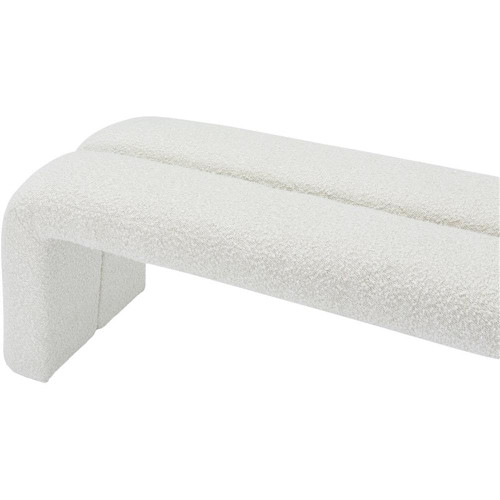 Boucle Fabric Upholstered Bench with Rich Cream Boucle Fabric and Deep Channel Tuft, 51.5" W x 17.5" D x 19" H, Cream