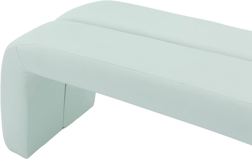 Vegan Leather Upholstered Bench with Soft Mint Vegan Leather and Deep Channel Tuft, 51.5" W x 17.5" D x 19" H, Mint