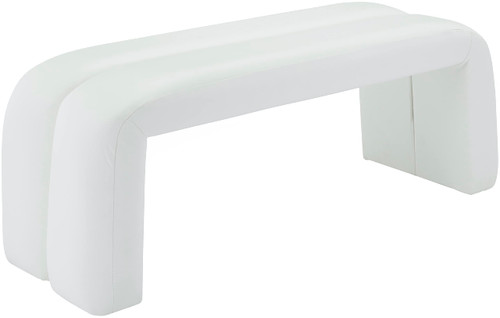 Vegan Leather Upholstered Bench with Soft White Vegan Leather and Deep Channel Tuft, 51.5" W x 17.5" D x 19" H, White