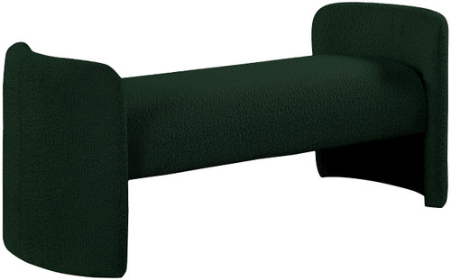 Boucle Fabric Upholstered Bench with Rounded Arms, Green, 52.5" W x 21" D x 22" H