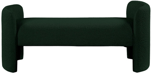 Boucle Fabric Upholstered Bench with Rounded Arms, Green, 52.5" W x 21" D x 22" H