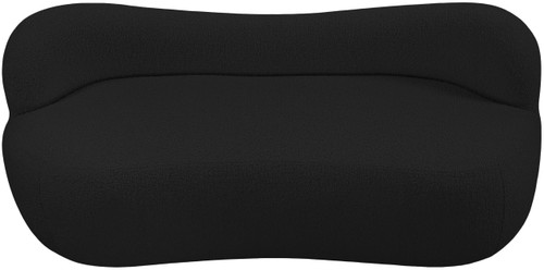 Boucle Fabric Upholstered Bench with Curved Back Design, Black, 62" W x 23" D x 24" H