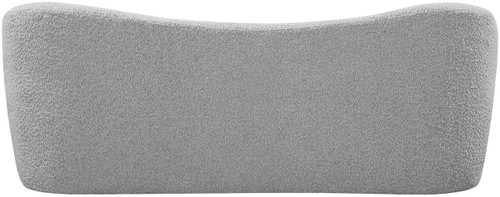 Boucle Fabric Upholstered Bench with Curved Back Design, Grey, 62" W x 23" D x 24" H