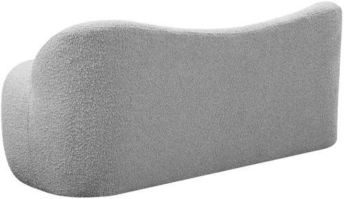 Boucle Fabric Upholstered Bench with Curved Back Design, Grey, 62" W x 23" D x 24" H