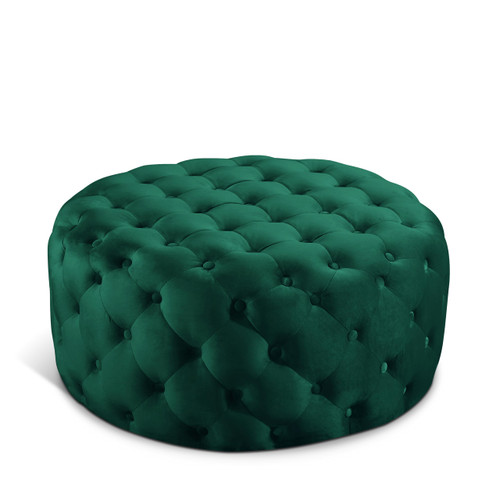 Velvet Upholstered Ottoman / Bench with Deep Button Tufting, Solid Wood Frame, Green, 36" W x 36" D x 16.5" H