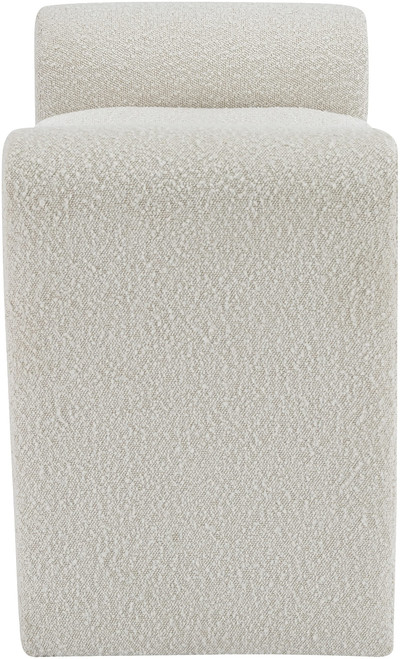 Boucle Fabric Upholstered Bench with Rich Cream Boucle Fabric and Curved Arms, 31" W x 17" D x 24.5" H, Cream