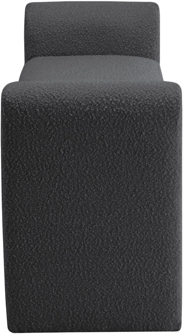 Boucle Fabric Upholstered Bench with Rich Black Boucle Fabric and Curved Arms, 51" W x 17" D x 24.5" H, Black