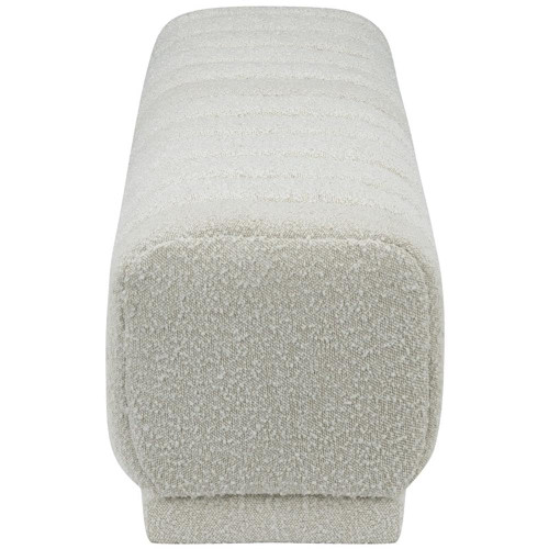 Ottoman/Bench with Rich Cream Boucle Fabric and Deep Channel Tufting, 52" W x 16" D x 16" H, Cream