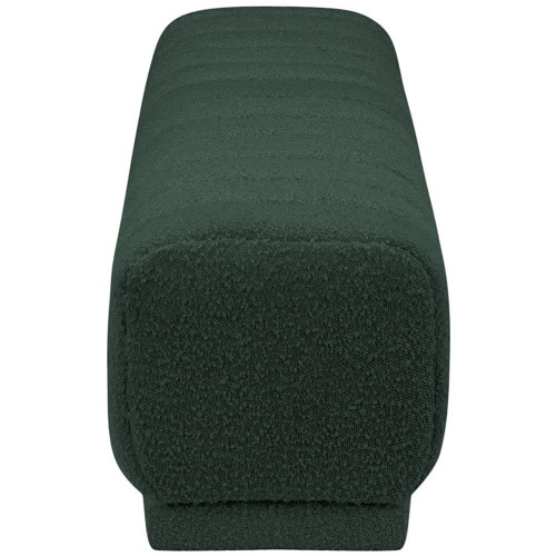 Ottoman/Bench with Rich Green Boucle Fabric and Deep Channel Tufting, 52" W x 16" D x 16" H, Green