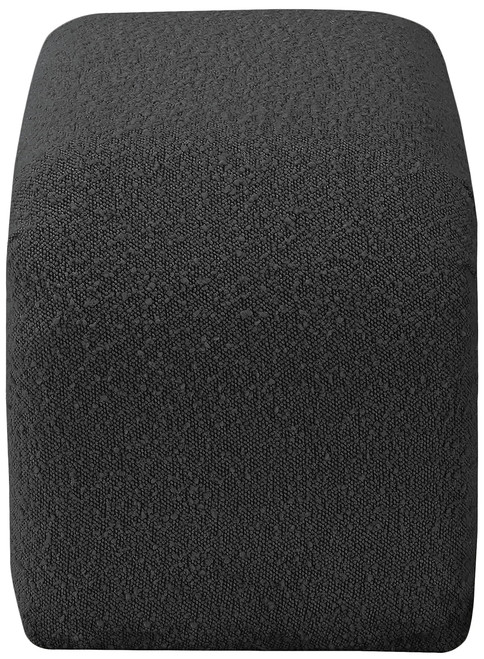 Boucle Fabric Upholstered Bench with Rich Black Boucle Fabric, Curved Contemporary Design, 28" W x 15.5" D x 17.5" H, Black