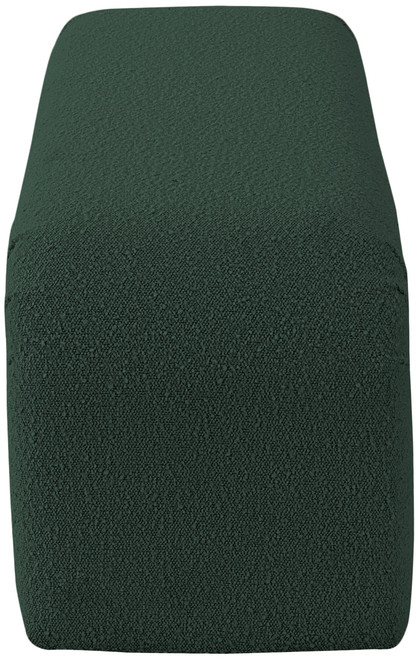 Boucle Fabric Upholstered Bench with Rich Green Boucle Fabric, Curved Contemporary Design, 52" W x 15.5" D x 17.5" H, Green