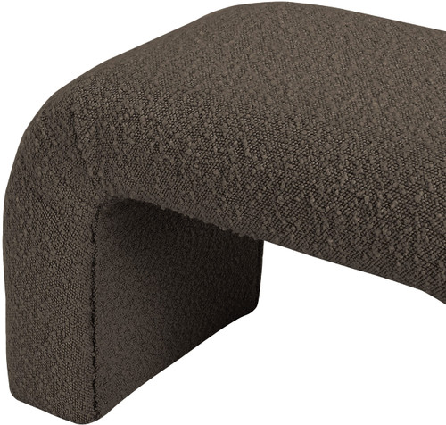 Boucle Fabric Upholstered Bench with Rich Brown Boucle Fabric, Curved Contemporary Design, 52" W x 15.5" D x 17.5" H, Brown