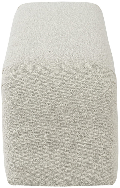 Boucle Fabric Upholstered Bench with Rich Cream Boucle Fabric, Curved Contemporary Design, 52" W x 15.5" D x 17.5" H, Cream