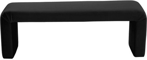 Velvet Upholstered Bench, 53" W x 14.75" D x 18.25" H, Black