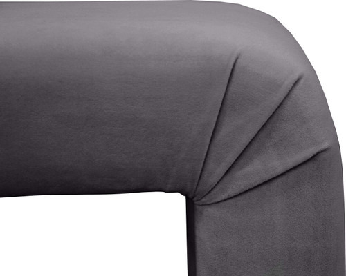Velvet Upholstered Bench, 53" W x 14.75" D x 18.25" H, Grey