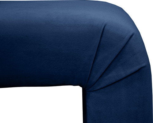 Velvet Upholstered Bench, 53" W x 14.75" D x 18.25" H, Navy