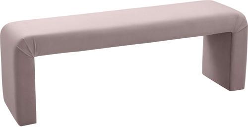 Velvet Upholstered Bench, 53" W x 14.75" D x 18.25" H, Pink