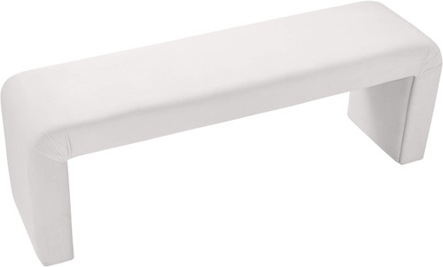 Velvet Upholstered Bench, 53" W x 14.75" D x 18.25" H, Cream