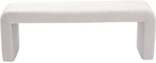 Velvet Upholstered Bench, 53" W x 14.75" D x 18.25" H, Cream
