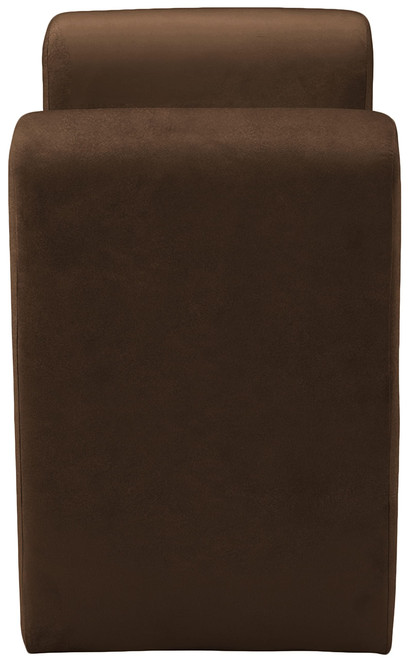 Velvet Upholstered Bench with Soft Brown Velvet and Curved Arms, 31" W x 17" D x 24.5" H, Brown