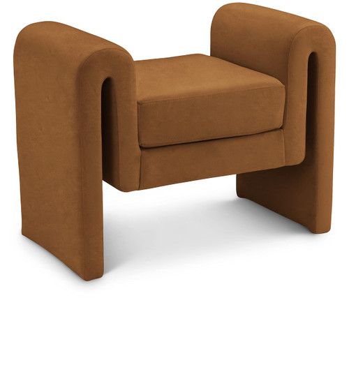 Velvet Upholstered Bench with Soft Saddle Velvet and Curved Arms, 31" W x 17" D x 24.5" H, Saddle